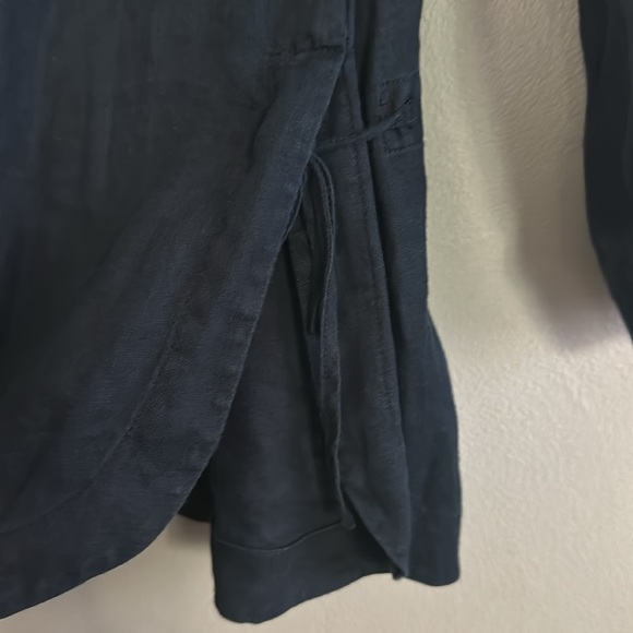 J. Jill women love linen 100% linen navy blue button down tunic blouse - Picture 6 of 11